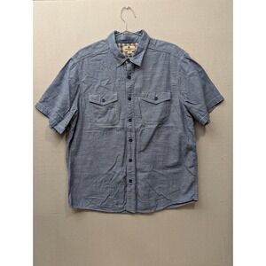 WOOLRICH Mens Blue Chambray Short Sleeve Button Up‎ Shirt XL EST 1830